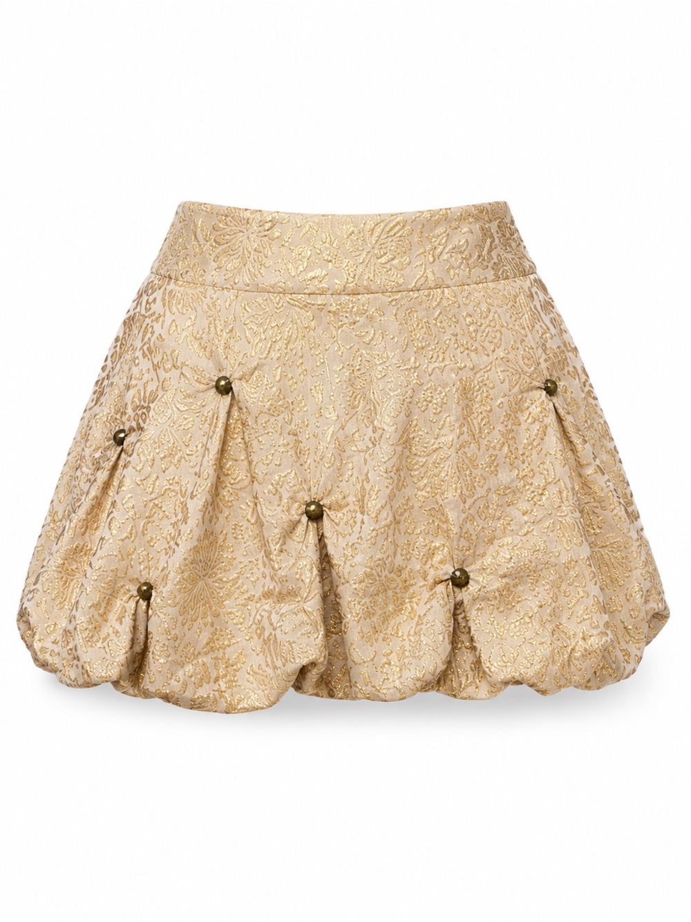 Gold Brocade Bubble Mini Skirt